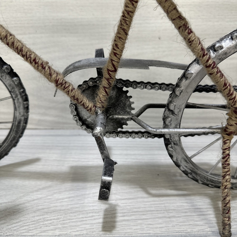 Rustic Metal Wood Rope Decorative Bicycle 21x10.5" Shelf‎ Table Decor - Picture 6 of 7